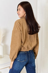 Perfee Long Sleeve Dropped Shoulder Jacket OutfitFlow